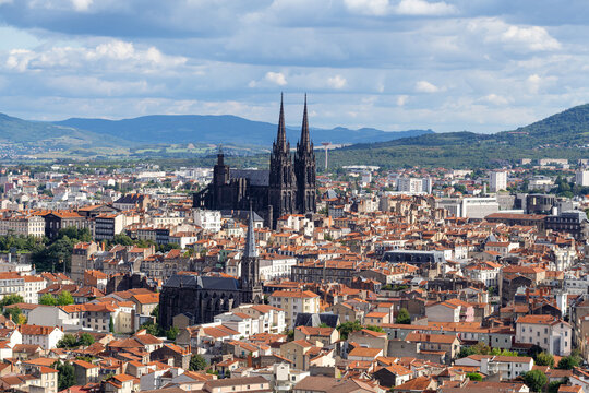 Cityscape and Clermont-Ferrand Cathedral in Clermont-Ferrand, France