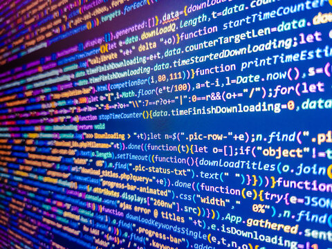 Light blue abstract  computer code. Web programming with compressed css code. Programming code screen of software developer. Abstract screen of web developer. Web server data on a monitor. - Powered by Adobe