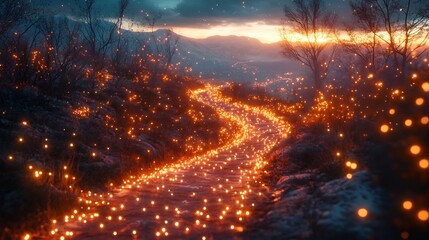 Magical Twinkling Lights in Dreamy Abstract Winter Landscape for Festive