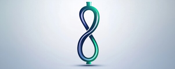 Fototapeta premium A stylized number eight icon, featuring a blend of blue and green colors, set against a light background, symbolizing infinity or continuity.