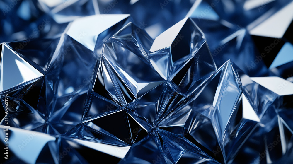 Fototapete Abstract background with metallic crystal structure reflecting blue light, creating a beautiful and futuristic design