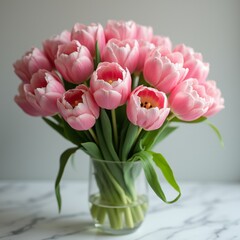 Obraz premium pink tulips in vase