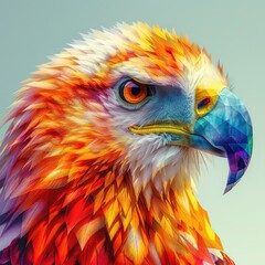 Fototapeta premium Colorful hawk illustration showcasing vibrant feather patterns and detailed expressions