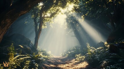 Obraz premium scene with rays of light and sun