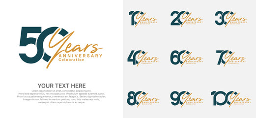 Anniversary logo set vector design, blue and brown color for celebration event