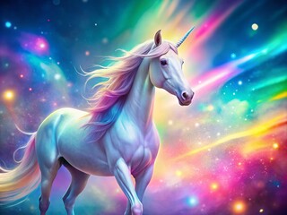Naklejka premium Magical Rainbow Unicorn Holographic Background, Abstract Long Exposure Fantasy Art