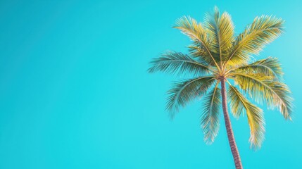 Simple Elegant Palm Tree Clipart on Blue Background