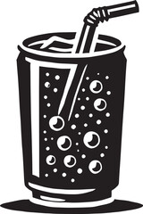 Cold drink glass silhouette vector illustration isolated on a white background