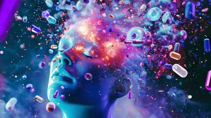 Vibrant abstract concept of technology and science with futuristic elements