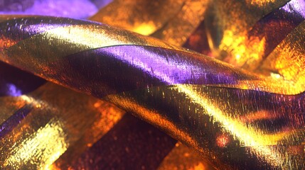 Vibrant and Shimmering Metallic Textures with Rich Purple and Gold Hues Ideal for Festive Designs and Creative Backgrounds in Various Art Projects