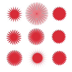 set of red and white stars