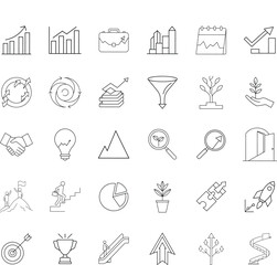 Business Growth Strategy Icons Charts, Progress, Success, Planning, Investment