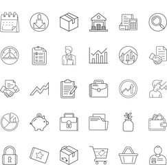 Business Finance Icons Management, Growth, Banking, and Commerce