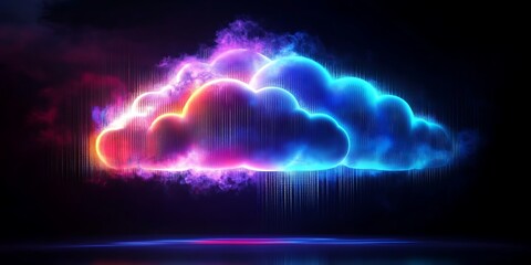 Neon Cloud Network Connection, Cloud Computing, Data Center, Network Security, Generative Ai