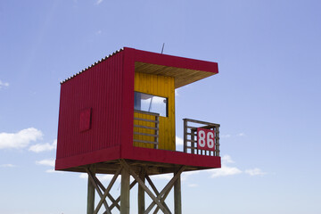 Lifeguard hut on Atlantida beach in southern Brazil