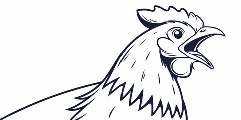 Fototapeta premium Vector Broiler Chicken Line Art, isolated white background