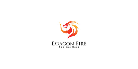 Fototapeta premium Dragon fire logo design with unique concept premium vector