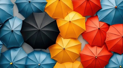 Vibrant Umbrellas in Varying Colors Arranged on a Neutral Background