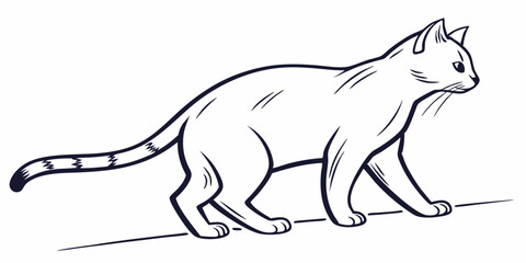 Obraz premium Vector Cat Line Art, isolated white background