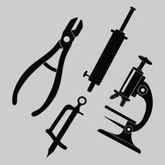 pathological tools silhouette vector design art and illustration