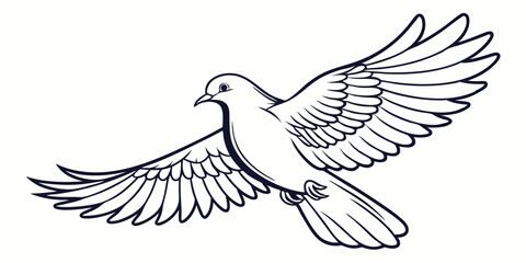 Obraz premium Vector Dove Line Art, isolated white background