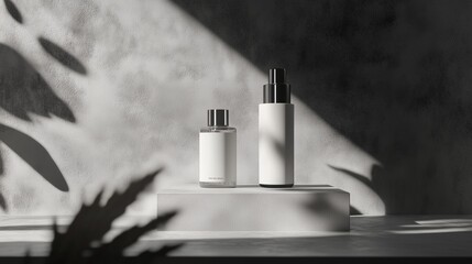 Clean Bottle Product Display, Neutral Black and White, Sunlight