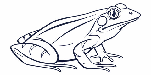 Vector Frog Line Art, isolated white background