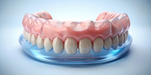 Obraz premium Complete Denture Prosthesis A Detailed View of Artificial Teeth and Gums