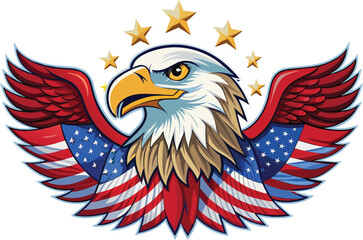 Fototapeta premium American Independence Day Party celebration Vector Cartoon,eagle