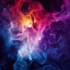 Fototapeta premium Colorful smoke on a dark background, creating a dramatic atmosphere. 