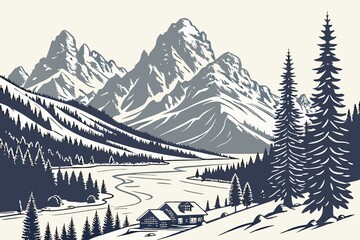 Fototapeta premium winter landscape with forest