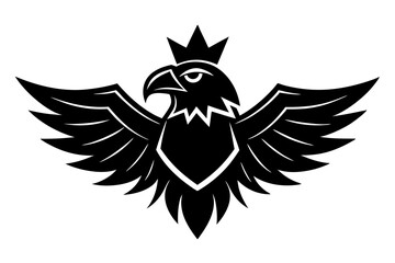 Eagle Mascot Logo with Crown  art vector on white background 