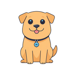 simple cartoon cute dog vector illustration isolated