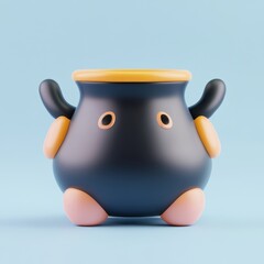 Charming Ceramic Penguin Pot on Light Blue Background