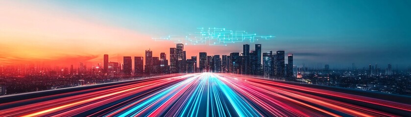 Digital transformation, innovation, and cloud technology blending together.