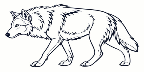 Vector Wolf Line Art, isolated white background