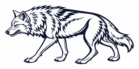 Obraz premium Vector Wolf Line Art, isolated white background