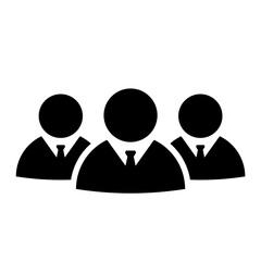 A team of businessmen in ties icon in flat style. Group of businessmen symbol in black. Teamwork sign on the white background. Vector illustration for graphic design, web, app, ui