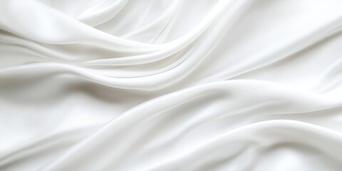 Fototapeta premium Flowing white fabric creates gentle waves that catch light, highlighting its delicate texture and evoking a tranquil atmosphere perfect for design. Generative AI