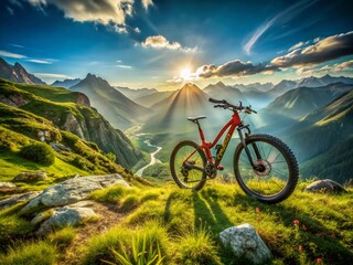 Naklejka premium Mountain Bike Adventure Photography: Epic Scenic Trails & Off-Road Cycling