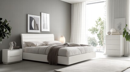 Fototapeta premium modern white bedroom furniture set