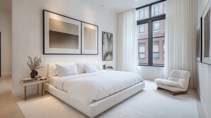 Fototapeta premium modern minimalist bedroom interior design