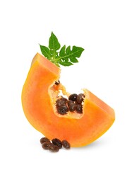 ripe papaya isolated on white background. full depth of field