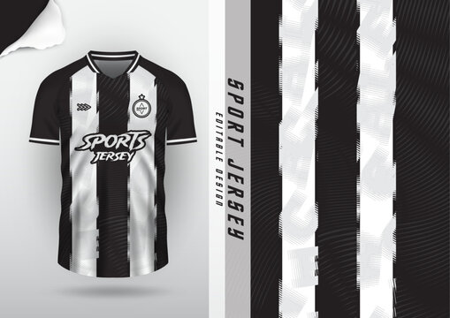 Jersey design, jersey football, soccer futsal, running badminton, tennis, exercise, rugby, stripes, white, black