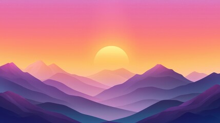 Obraz premium Colorful Nature and Flowers Sunset over a mountain range with vibrant hues of orange, pink, and purple, capturing the breathtaking beauty of nature spectacle.