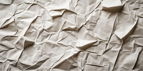 Obraz premium Close-up view of crumpled paper reveals intricate wrinkles and folds, creating a unique texture that captures light and shadow, perfect for creative backgrounds. Generative AI