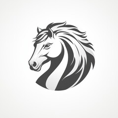 Naklejka premium Elegant monochrome horse head logo design in a circle.