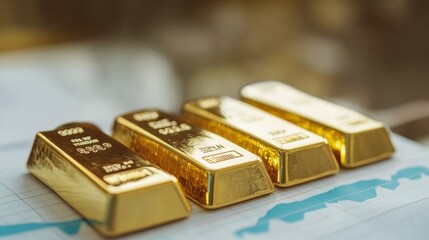 Gold Bars on Financial Chart Representing Wealth and Investment Opportunities in a Global Economy for Stock Market Analysis and Economic Growth