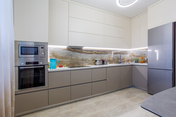 Modern renovated kitchen with flat design