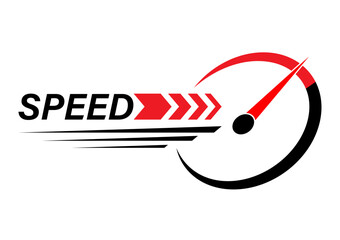 Speed Logo Symbol. Gauge Meter Icon. Speedometer Icon. Tachometer or Odometer Display. Vector Illustration.